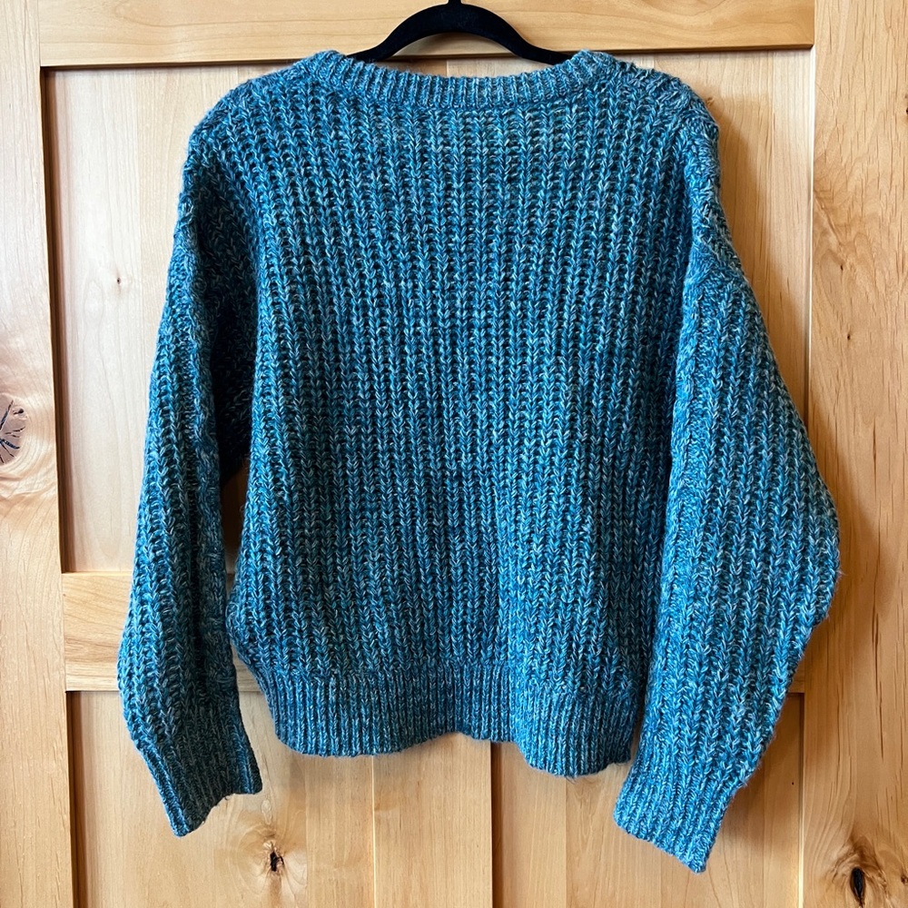 Sundance Blue Teal chunky V-Neck Sweater S - Picture 2 of 4